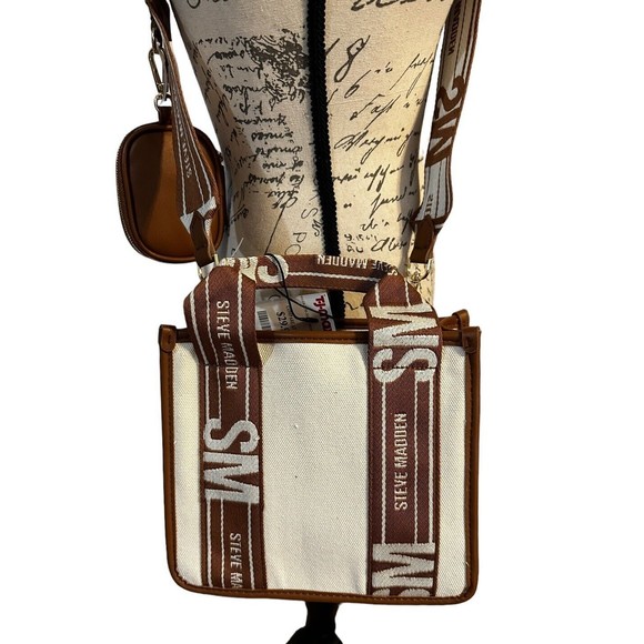 Steve Madden BWEBBER Satchel Crossbody Bag With AirPod Case Brown Tan Tik Tok - Picture 3 of 16